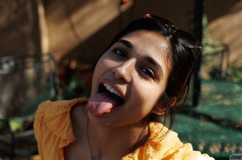 Pretty Brunette Babe Strips Naked And Teasing In The Balcony Photos