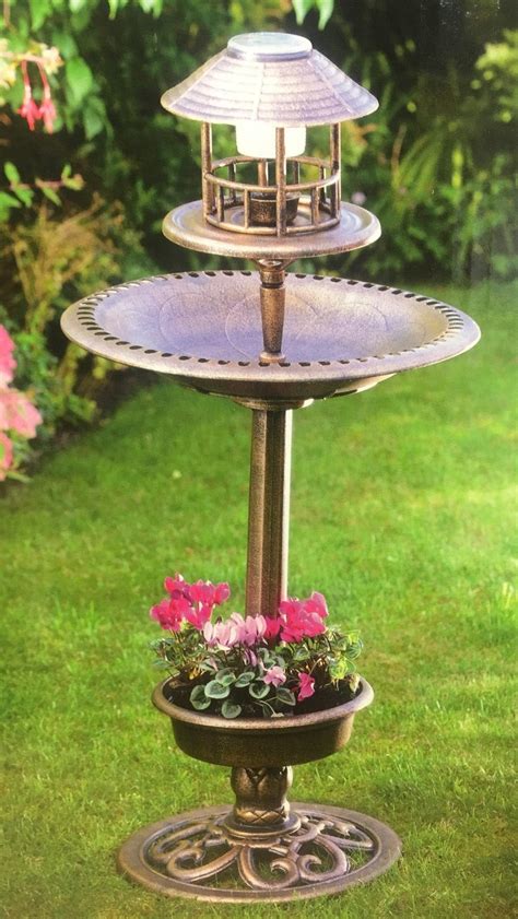 Mason And Jones 3 In 1 Solar Powered Bird Bath Feeder And Planter With