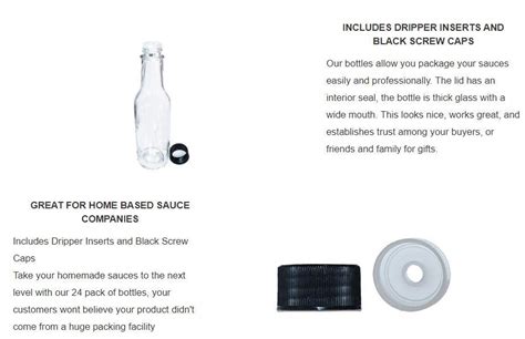 Pack Oz Clear Glass Hot Sauce Woozy Bottles With Black Cap Shrink Band And Orifice