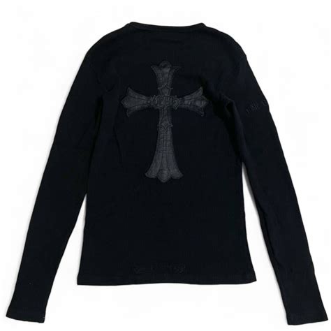Vintage Chrome Hearts fuck you レザー クロスパッチ クロムハーツ ファックユー 長袖 サマール ニット 長袖Tシャツ 黒 正規品 Rare トップス 売買され