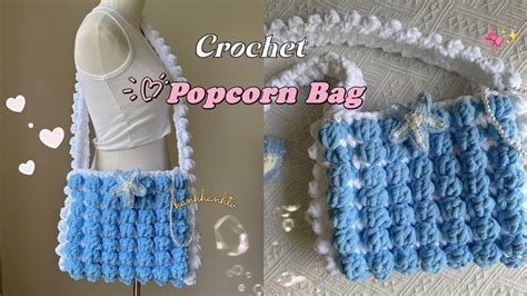 Crochet Popcorn BagChunky Bag Móc túi đeo chéo họa tiết hạt bắp siêu