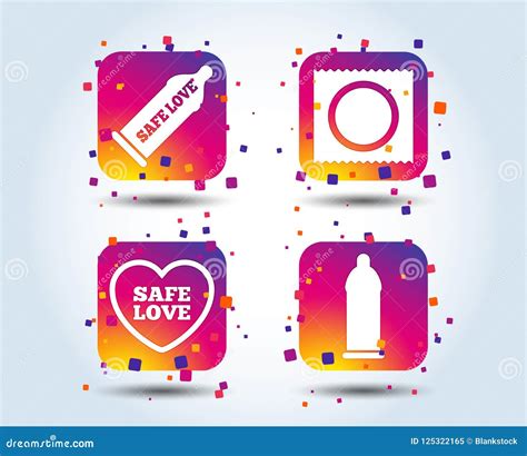 Safe Sex Love Icons Condom In Package Symbols Stock Vector Illustration Of Insemination