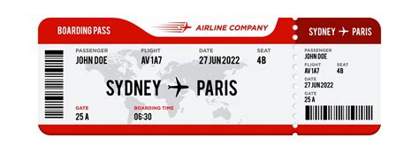 Airplane ticket design. Realistic illustration of airplane boarding pass with passenger name and ...