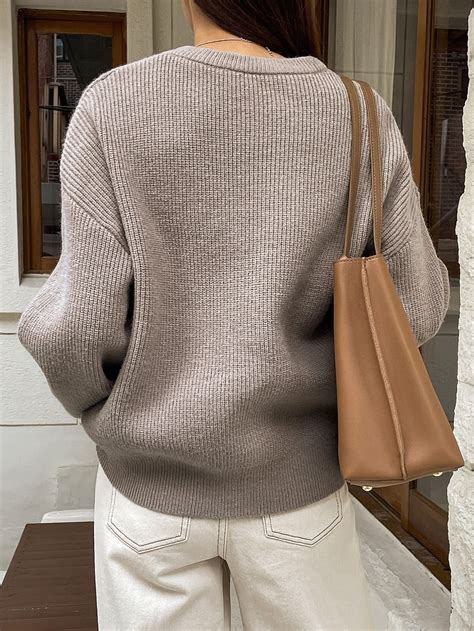 Dazy Ribbed Knit Drop Shoulder Sweater Shein Usa