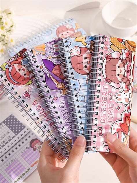 1pc Cartoon Graphic Random Spiral Notebook Kawaii School Supplies Kawaii Stationery Notebooks