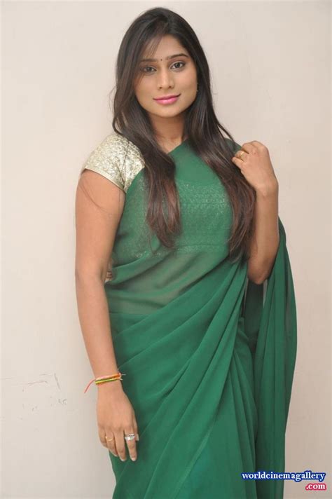 Mithuna Waliya Hot Navel In Green Saree Stills