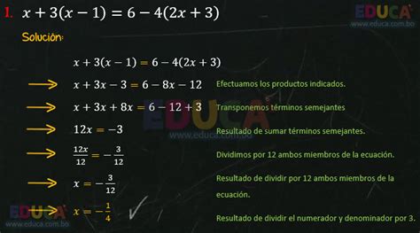 Solución Ejercicio 80 Resolución de ecuaciones de primer grado con