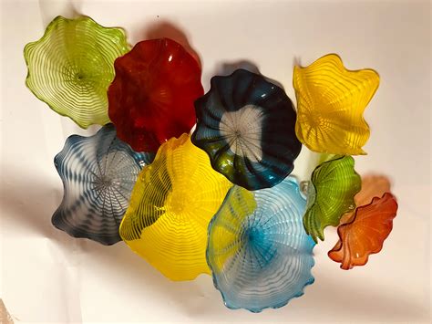 2020 Handmade Glass Wall Plates Customized Glass Mounted Wall Art Hotel Decor Chihuly Style