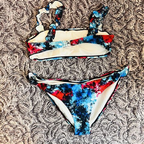 No Boundaries Tie Dye Bikini Swimsuit Set Top Size M Gem