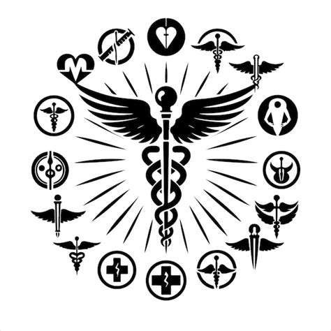 El símbolo de salud del caduceo el icono de la varita de Asclepio el