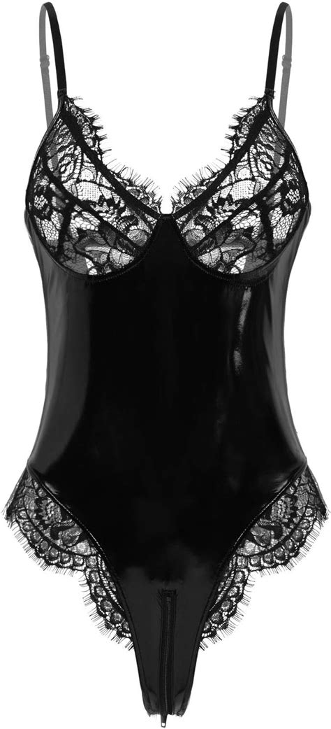 Amazon Jeatha Wetlook Lingerie For Women One Piece Teddy Lingerie Sexy Bodysuit Lace