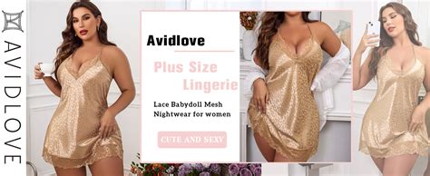 Avidlove Women Lingerie Plus Size Satin Lace Chemise Nightgown Sexy Full Slips Sleepwear L XL
