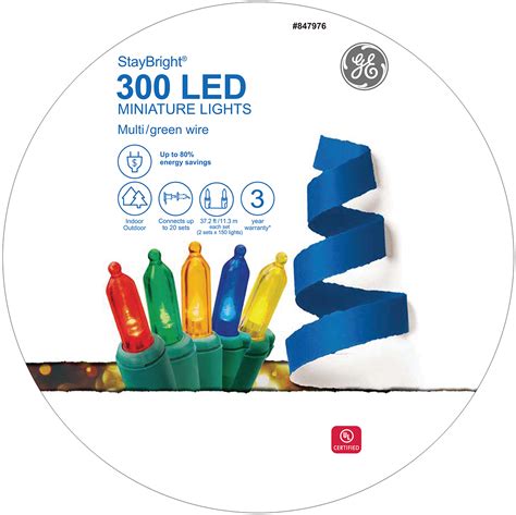 91095 GE StayBright LED Miniature Lights 300ct Multi Holiday