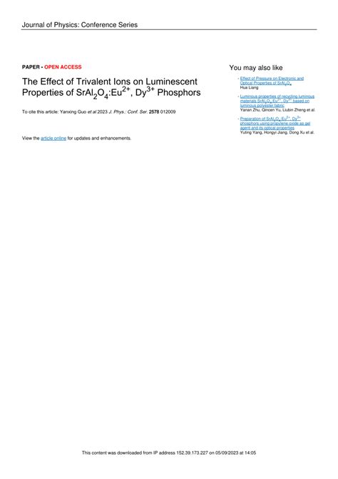 Pdf The Effect Of Trivalent Ions On Luminescent Properties Of Sral