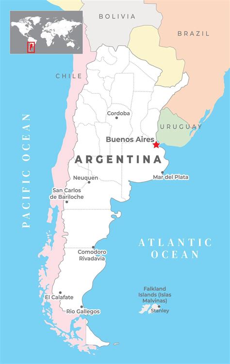 Argentina Political Map With Capital Buenos Aires Most Important