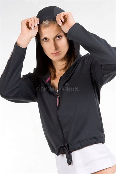 Slanke Atletische Blonde Dragende Sportkleding Stock Afbeelding Image