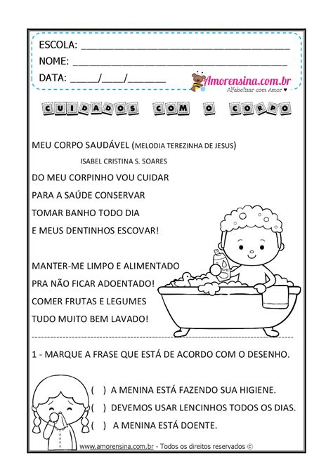 Atividades Higiene Pessoal 1 Ano
