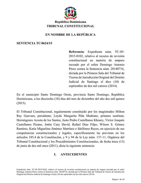 Sentencia Tc Tribunal Constitucional De La Rep Blica