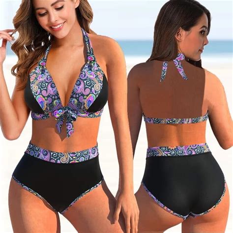 New Female Summer Striped Print Bikini Sets Swimsuit Women Sexy Bathing Suit Two Piece Set