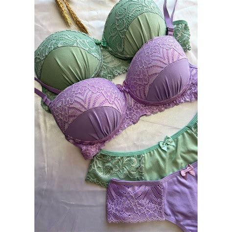 Conjunto Calcinha E Sutiã Bojo E Renda Moda Feminina Lingerie Sensual Shopee Brasil