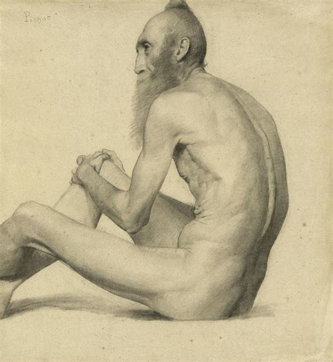 Nude Study Of An Old Man Drawing By Emile Jules Pichot Fine Art America