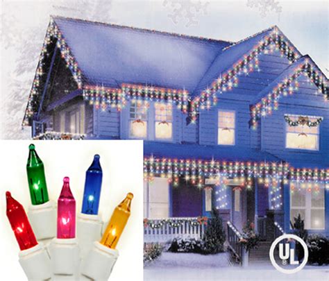 Set of 300 Heavy Duty Multi-Color Icicle Christmas Lights - White Wire ...