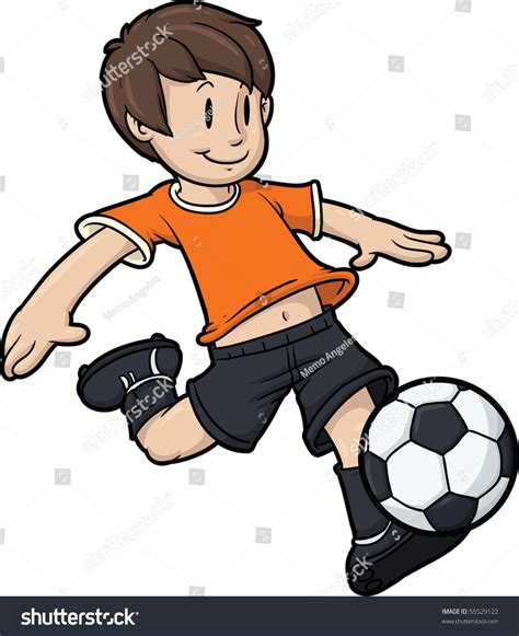 Cartoon Boy Playing Soccer Kid Soccer Stock Vector 55529122 Shutterstock