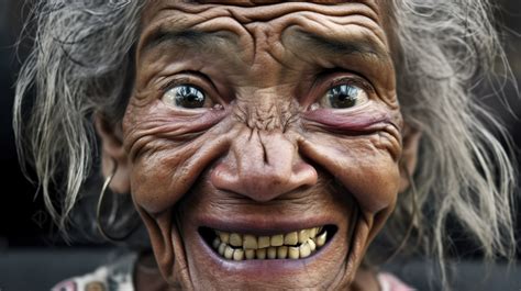 An Older Woman Having Facial Expression With Teeth Background Ugly