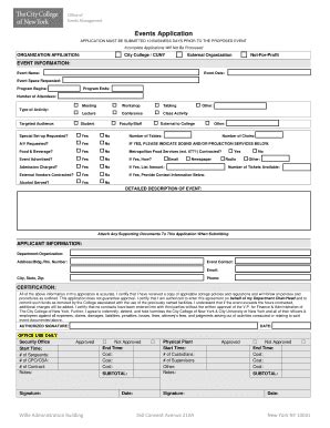 Fillable Online Ccny Cuny Events Application Ccnycunyedu Fax Email