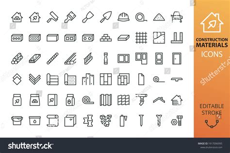 building material icons images stock  vectors