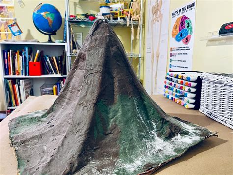 making  paper mache volcano  blue eyed mamas blog