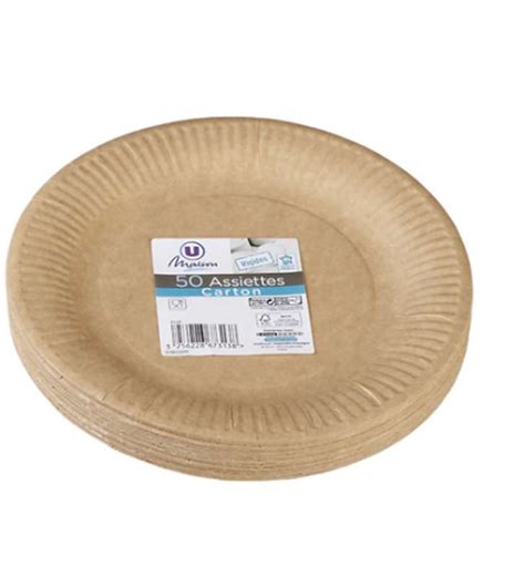 Assiette En Carton Ronde Kraft FSC 23 Cm U MAISON X 50 La Belle