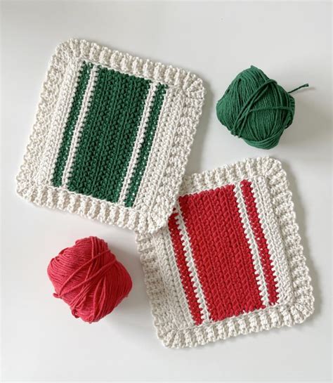 Crochet Holiday Striped Hot Pads Daisy Farm Crafts