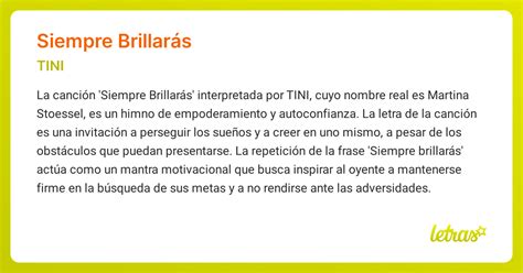 Significado De La Canción Siempre BrillarÁs Tini Letrascom