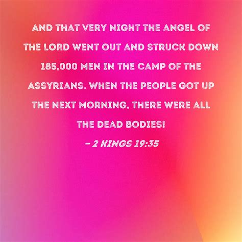 2 Kings 1935 And That Very Night The Angel Of The Lord Went Out And