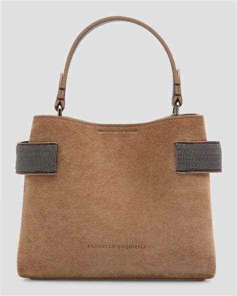 Brunello Cucinelli East West Monili Suede Top Handle Bag Neiman Marcus