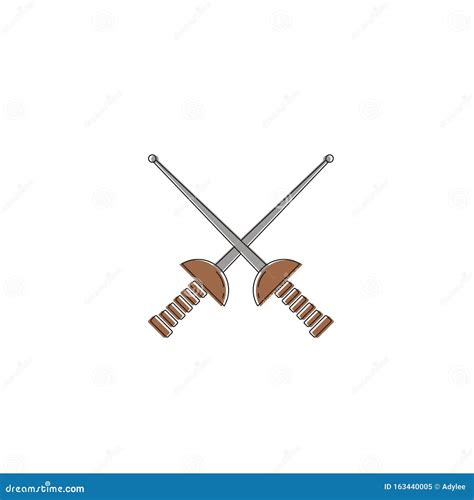 Fencing Swords Vector Icon Symbol Isolated on White Background Stock