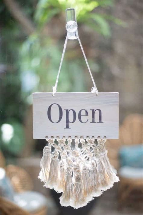 Macrame Open Close Door Sign Spring Spa Wear