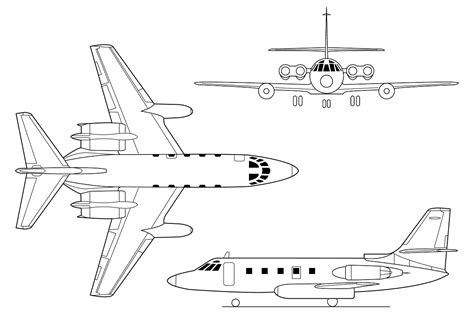 Lockheed JetStar Blueprint - Download free blueprint for 3D modeling