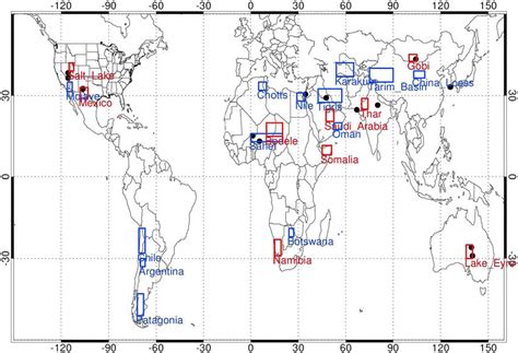 location    dust source regions selected   analysis