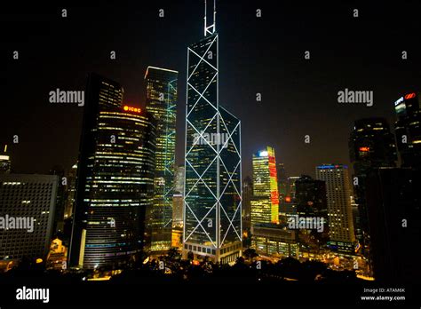 Bank of China Tower Skyscraper at Night Stock Photo - Alamy