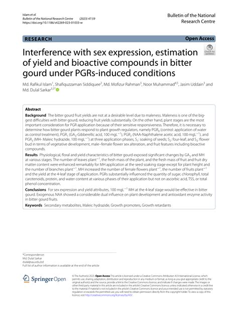 Pdf Interference With Sex Expression Estimation Of Yield And Bioactive Compounds In Bitter