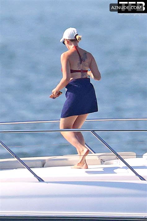 Scarlett Johansson Sexy Seen Flaunting Her Hot Figure Wearing A Red Bikini In East Hampton Aznude
