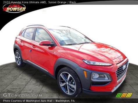 Sunset Orange 2020 Hyundai Kona Ultimate Awd Black Interior