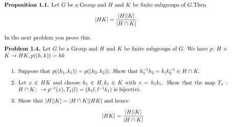 Solved Proposition Let G Be A Group And H And K Be Chegg