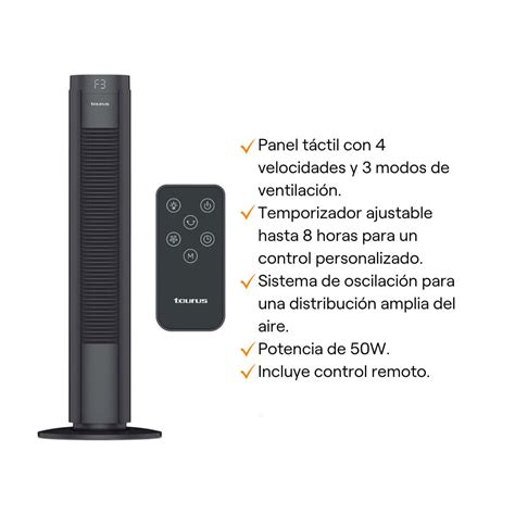 Ventilador De Torre Taurus Babel Digital Abs 50w Negro Promart