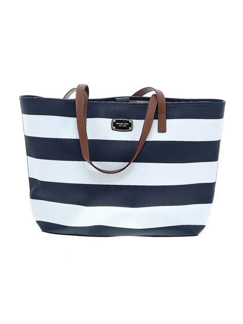 Michael Michael Kors 100 Leather Stripes Blue Leather Tote One Size