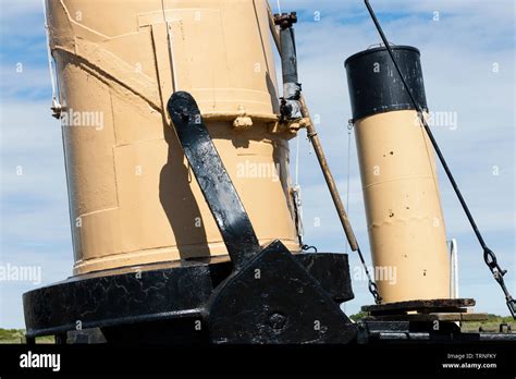 Old Steam Tug Funnels Stock Photo Alamy