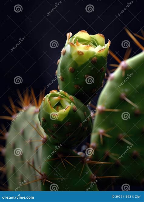 Close-up View of Cactus Plant, with Its Green Leaves and Pink Flowers