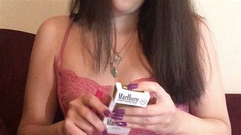 Goddess D Smoking Marlboro Light Upskirt View Of Pretty P In Pink Lace Lingerie